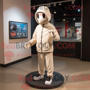 Beige Mime maskot kostume...