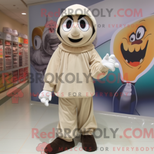 Beige Mime mascot costume...