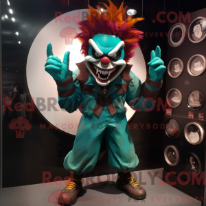 Teal Evil Clown Maskottchen...