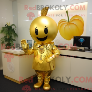 Gold Cherry mascot costume...
