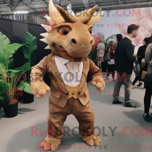 Brown Triceratops mascot...