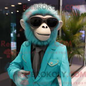 Teal Capuchin Monkey mascot...