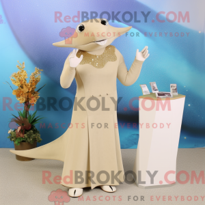 Beige Stingray mascot...