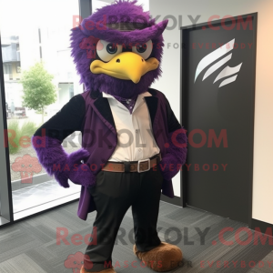 Purple Hawk mascot costume...