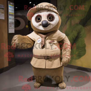 Tan Sloth maskot kostume...