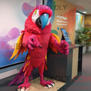Magenta Ara Maskottchen...