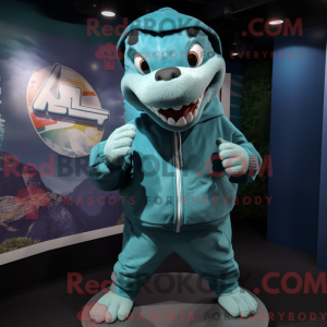 Teal Crocodile mascot...