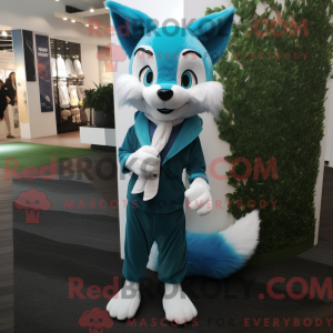 Cyan Fox mascot costume...