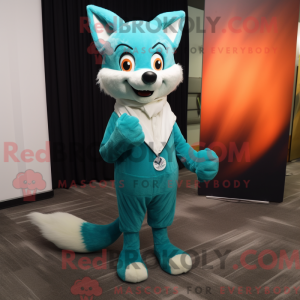 Cyan Fox mascot costume...