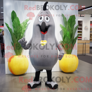 Grå Mango maskot kostume...