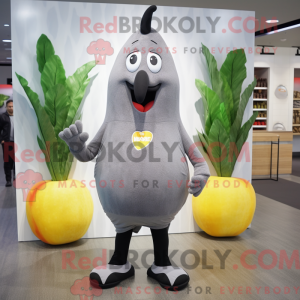 Gray Mango mascot costume...