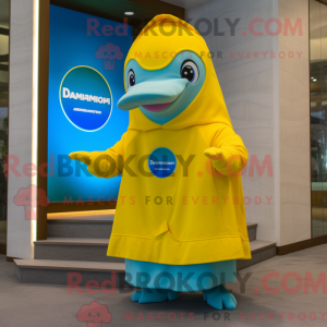 Lemon Yellow Dolphin mascot...