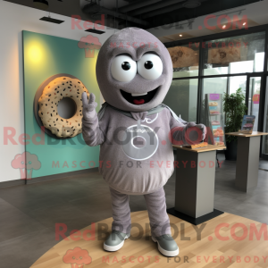 Gray Donut mascot costume...