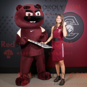 Maroon Knife Thrower mascot...