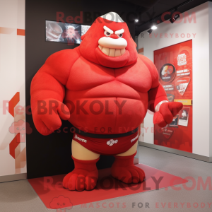 Red Strongman maskot...
