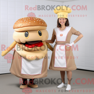 Tan Burgers mascot costume...