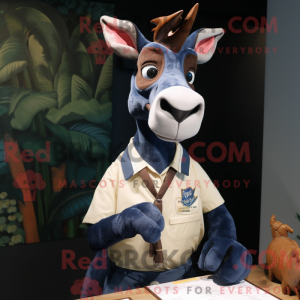 Navy Okapi mascot costume...