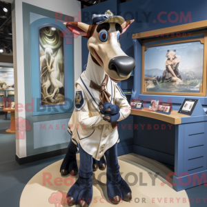 Navy Okapi maskot kostume...