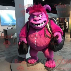 Magenta Ogre mascot costume...