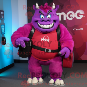 Magenta Ogre mascot costume...