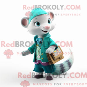 Teal Ferret mascot costume...