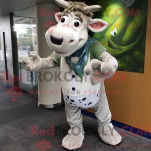 Silver Guernsey Cow mascot...