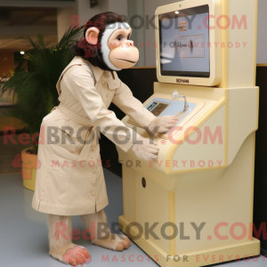 Cream chimpanse maskot...