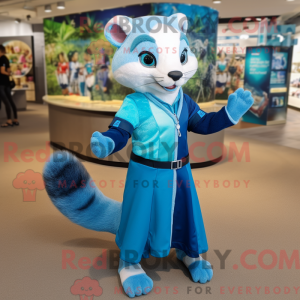 Blue Ferret mascot costume...