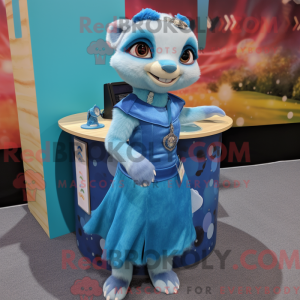 Blue Ferret mascot costume...