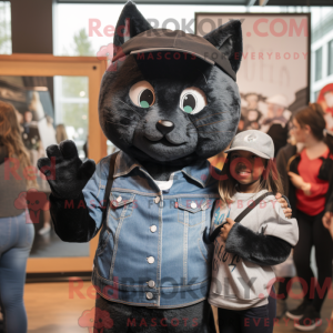 Sort Bobcat maskot kostume...
