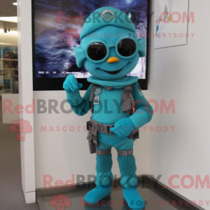 Turquoise Commando mascot...