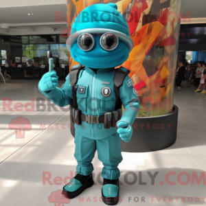 Turquoise Commando mascot...