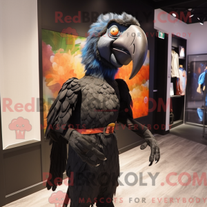 Black Macaw mascot costume...