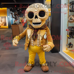 Gold Skull mascot costume...