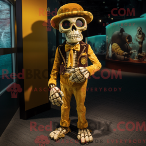 Gold Skull maskot kostume...