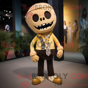Gold Skull mascot costume...