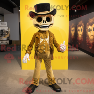 Gold Skull mascot costume...