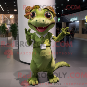 Olive Geckos mascot costume...