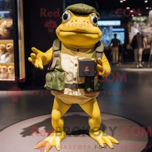 Gold Frog maskot kostume...
