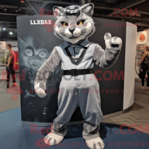 Gray Lynx mascot costume...