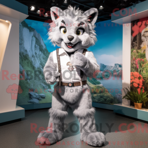 Gray Lynx mascot costume...