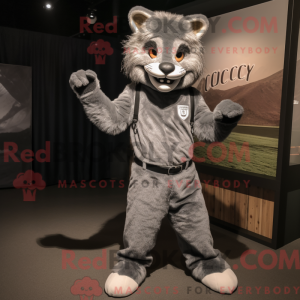 Gray Lynx mascot costume...