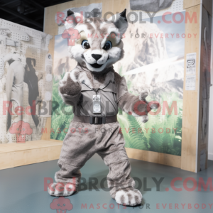 Gray Lynx mascot costume...