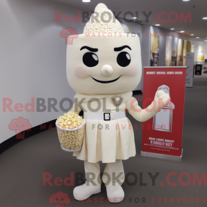 White Pop Corn mascot...