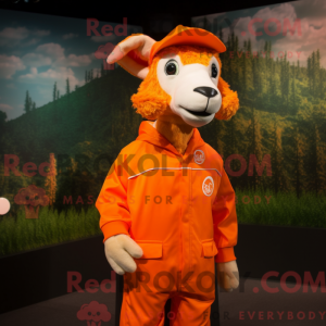 Orange Goat mascot costume...