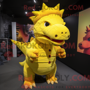 Yellow Ankylosaurus mascot...