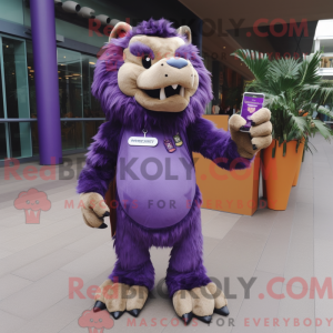 Purple Smilodon mascot...