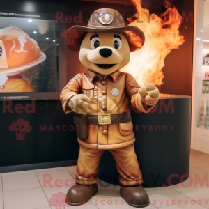 Cream Fire Fighter mascot...