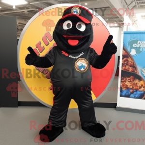 Zwart pizza mascottekostuum...
