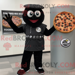 Black Pizza mascot costume...